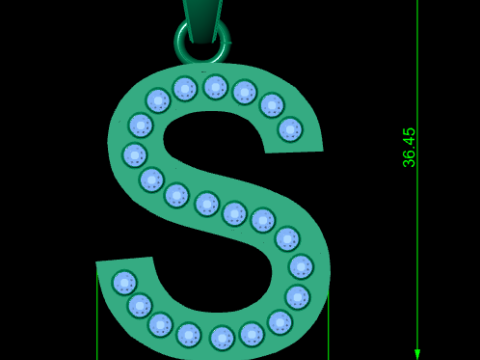 S ALPHABETS GOLD PENDANT 3D PRINTABLE MODEL 3D Print Model