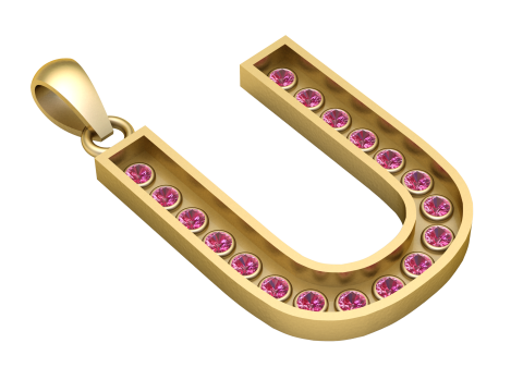 U ALPHABETS GOLD PENDANT 3D PRINTABLE MODEL 3D Print Model