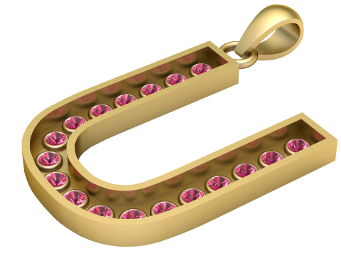 U ALPHABETS GOLD PENDANT 3D PRINTABLE MODEL Model Cetak 3D
