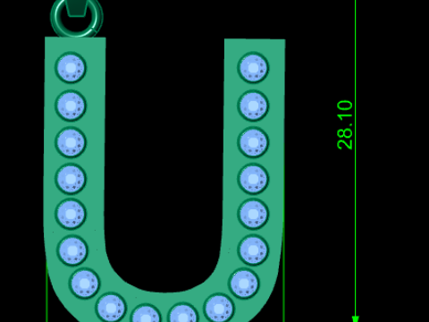 U ALPHABETS GOLD PENDANT 3D PRINTABLE MODEL Model Cetak 3D