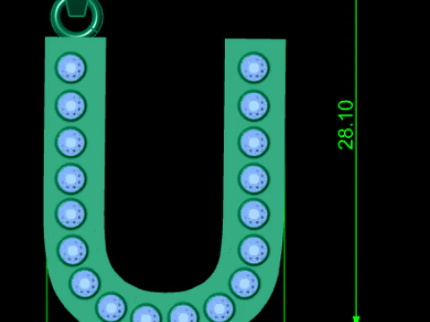 U ALPHABETS GOLD PENDANT 3D PRINTABLE MODEL 3D Print Model