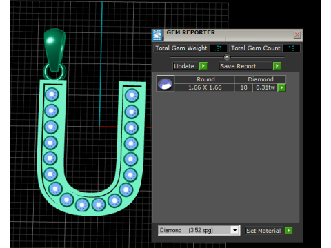 U ALPHABETS GOLD PENDANT 3D PRINTABLE MODEL Model Cetak 3D