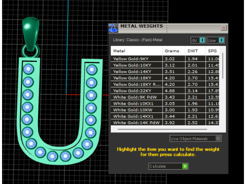U ALPHABETS GOLD PENDANT 3D PRINTABLE MODEL Model Cetak 3D