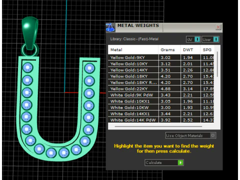 U ALPHABETS GOLD PENDANT 3D PRINTABLE MODEL 3D Print Model
