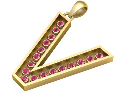 V ALPHABTES GOLD PENDANT 3D PRINTABLE MDOEL 3D Print Model