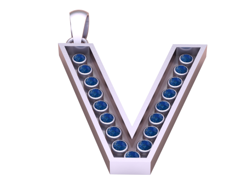 V ALPHABTES GOLD PENDANT 3D PRINTABLE MDOEL 3D Print Model