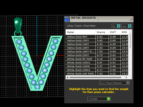 V ALPHABTES GOLD PENDANT 3D PRINTABLE MDOEL 3D Print Model