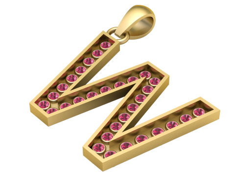 W ALPHBETS GOLD PENDANT 3D PRINTABLE MODEL Model do druku 3D