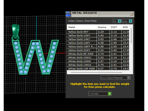 W ALPHBETS GOLD PENDANT 3D PRINTABLE MODEL 3D Print Model