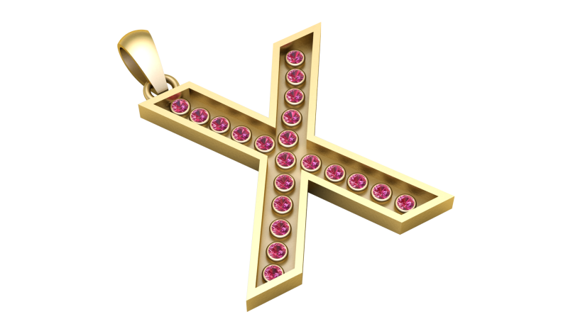 X ALPHABETS GOLD PENDANT 3D PRINTABLE MODEL 3Dプリントモデル .c4d .max .obj .3ds .fbx .stl .blend 