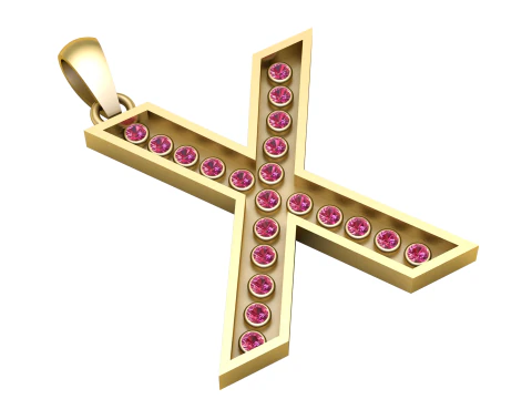 X ALFABETS ALTIN ​​KOLYE 3D YAZDIRILABİLİR MODEL 3D Baskı Modeli