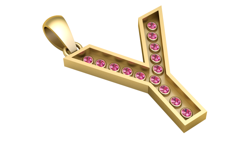 Y ALPHABETS GOLD PENDANT 3D PRINTABLE MODEL 3D Print Model .c4d .max .obj .3ds .fbx .stl .blend 