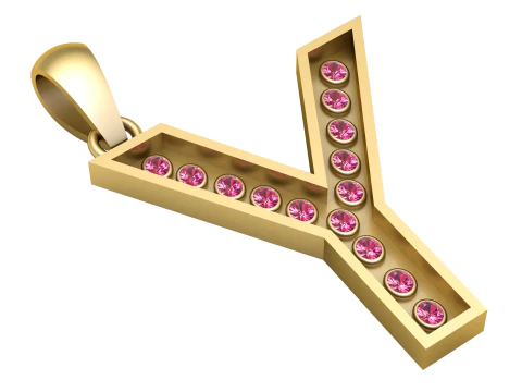 Y ALFABETOS PINGENTE DE OURO 3D IMPRIMíVEL MODELO Modelo de Impressão 3D