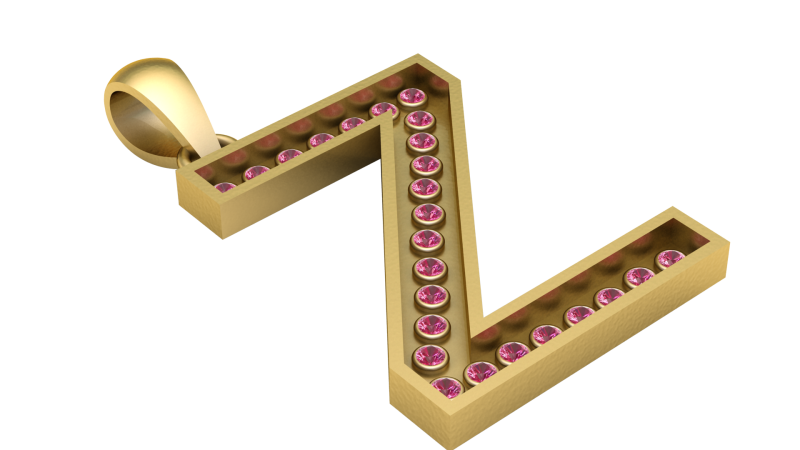 Z ALPHBETS GOLD PENDANT 3D PRINTABLE MODEL 3D Print Model .c4d .max .obj .3ds .fbx .stl .blend 