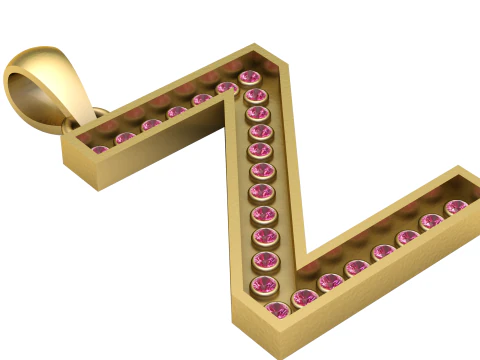 Z ALFABETOS PINGENTE DE OURO 3D IMPRIM&iacute;VEL MODELO Modelo de Impressão 3D