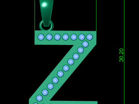 Z ALPHBETS GOLD PENDANT 3D PRINTABLE MODEL 3D Print Model