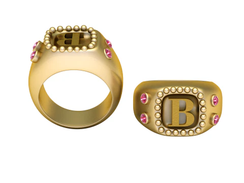 B DESIGN ANEL DE OURO 3D IMPRIM&iacute;VEL MODELO Modelo de Impressão 3D