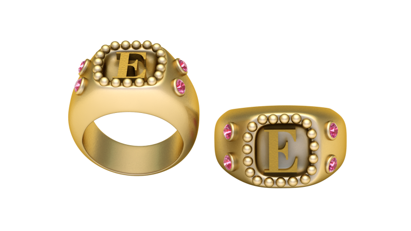 E ALPHABETS GOLD RING 3D PRINTABLE MODEL 3Dプリントモデル .c4d .max .obj .3ds .fbx .stl .blend 