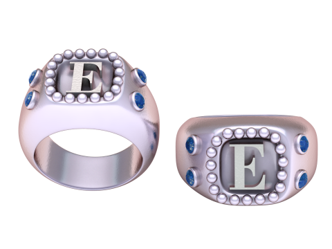 E ALPHABETS GOLD RING 3D PRINTABLE MODEL 3Dプリントモデル