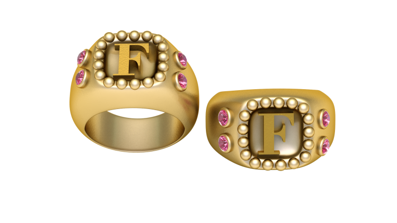 F ALPHABETS GOLD RING 3D PRINTABLE MO0DEL Modelo de impresión 3D .c4d .max .obj .3ds .fbx .stl .blend