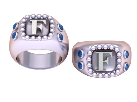 F 字母金戒指 3D 打印模型 3D 打印模型