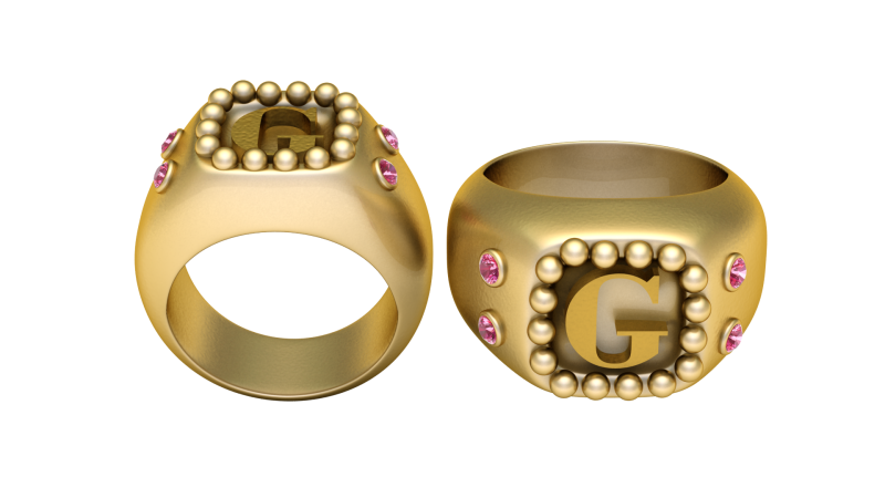 H ALPHABETS GOLD RING 3D PRINTABLE MODEL 3D 프린트 모델 .c4d .max .obj .3ds .fbx .stl .blend 