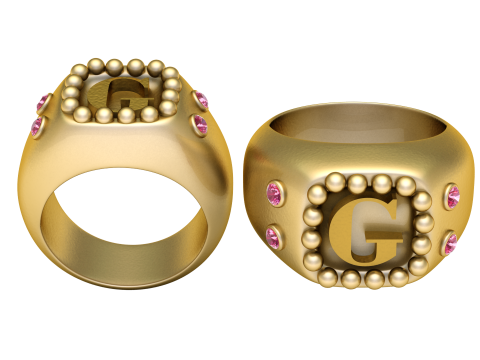 H ALPHABETS GOLD RING 3D PRINTABLE MODEL 3D 打印模型