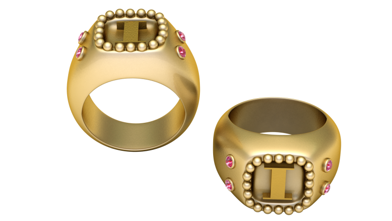 I ALPHABETS GOLD RING 3D PRINTABLE MODEL 3Dプリントモデル .c4d .max .obj .3ds .fbx .stl .blend 