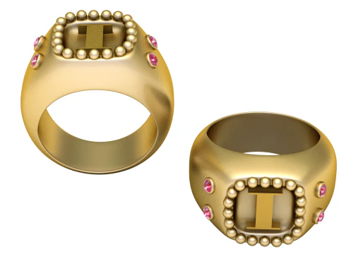 I ALFABETOS ANEL DE OURO 3D IMPRIM&iacute;VEL MODELO Modelo de Impressão 3D