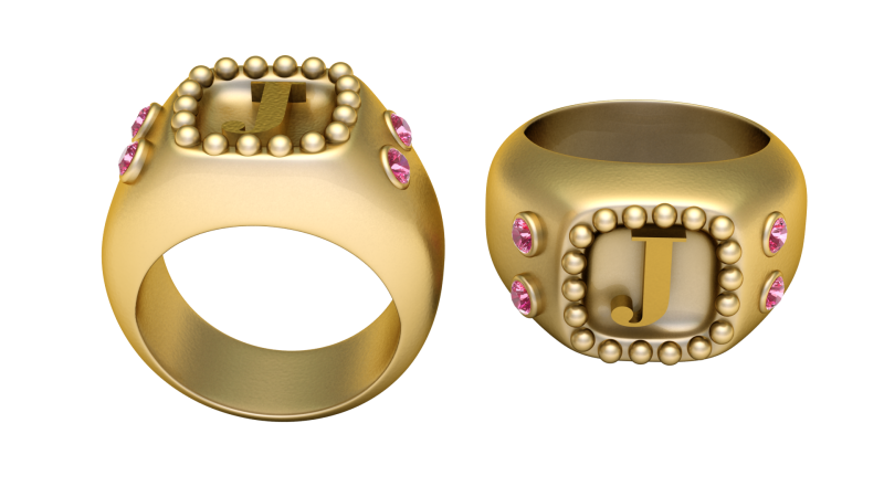 J ALPHABTES GOLD PENDANT 3D PRINTABLE MODEL Modello di stampa 3D .c4d .max .obj .3ds .fbx .stl .blend
