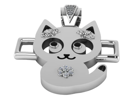 Sparkle Cat Pendant 3D Model