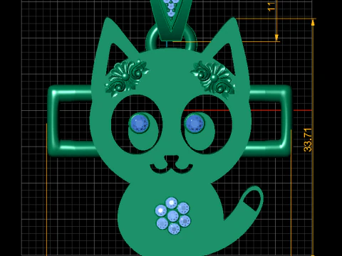 Sparkle Cat Pendant 3D Model