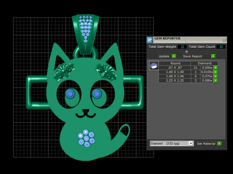 Sparkle Cat Pendant 3D Model