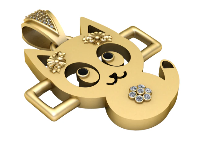 Sparkle Cat Pendant 3D Model .c4d .max .obj .3ds .fbx .stl .blend 