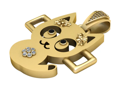 Sparkle Cat Pendant 3D Model