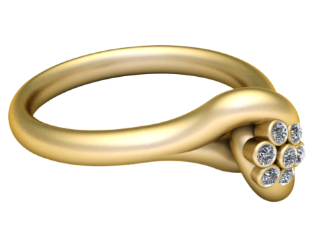 Yellow Gold Pendant Ring 3D Model