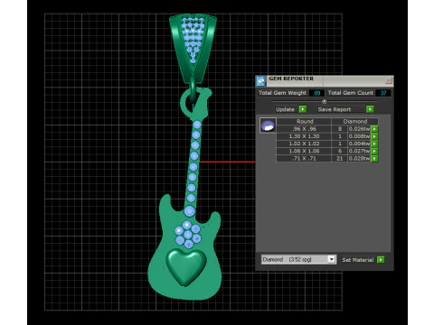 Yellow Gold Guitar Pendant 3D Model