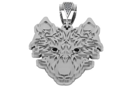 Gold Wolf Pendant 3D Model