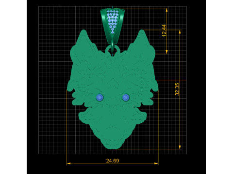 Gold Wolf Pendant 3D Model