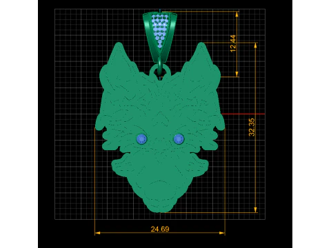 Gold Wolf Pendant 3D Model