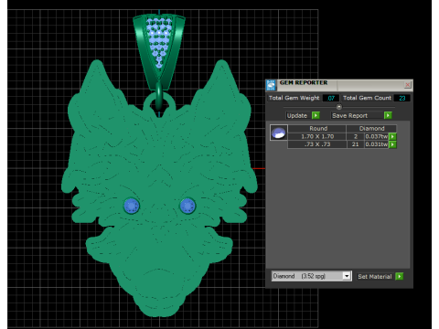 Gold Wolf Pendant 3D Model