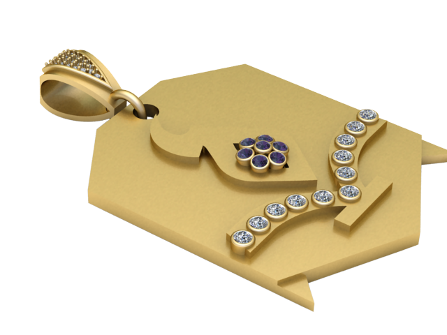 Gold snake shield pendant 3D Modell .c4d .max .obj .3ds .fbx .stl .blend 