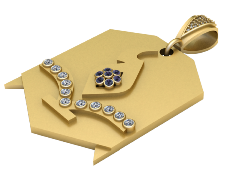 Gold snake shield pendant 3D Modell
