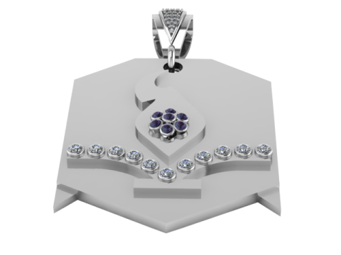 Gold snake shield pendant 3D Modell
