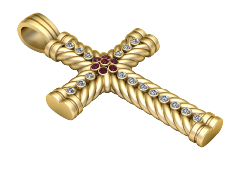 Vintage crystal gold pendant Model 3D