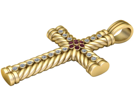 Vintage crystal gold pendant 3D Model