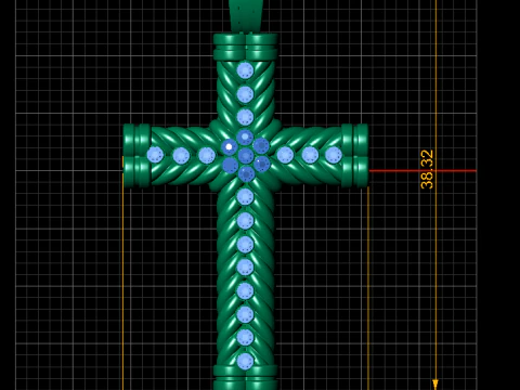 Vintage crystal gold pendant 3D Model