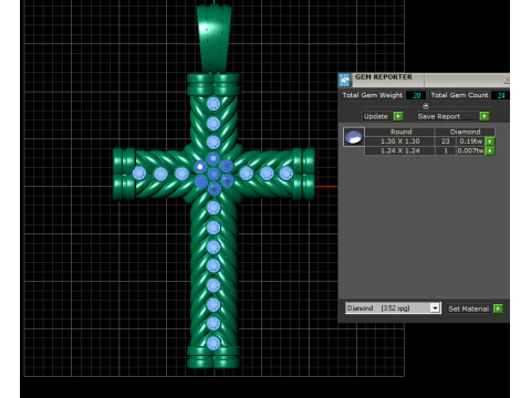 Vintage crystal gold pendant 3D Model