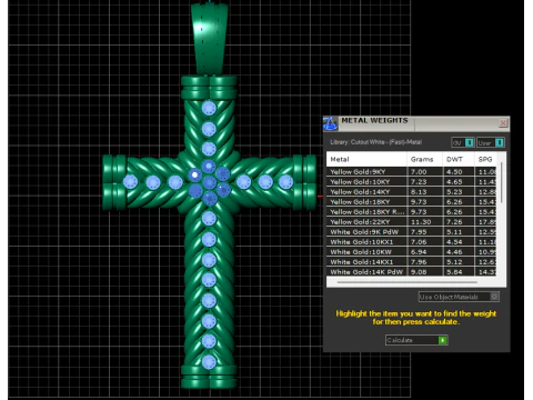 Vintage crystal gold pendant 3D Model