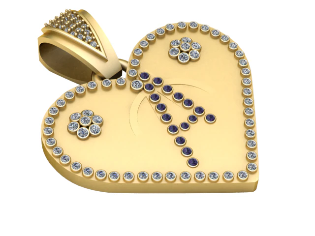 Gold heart pendant 3D Model .c4d .max .obj .3ds .fbx .stl .blend 